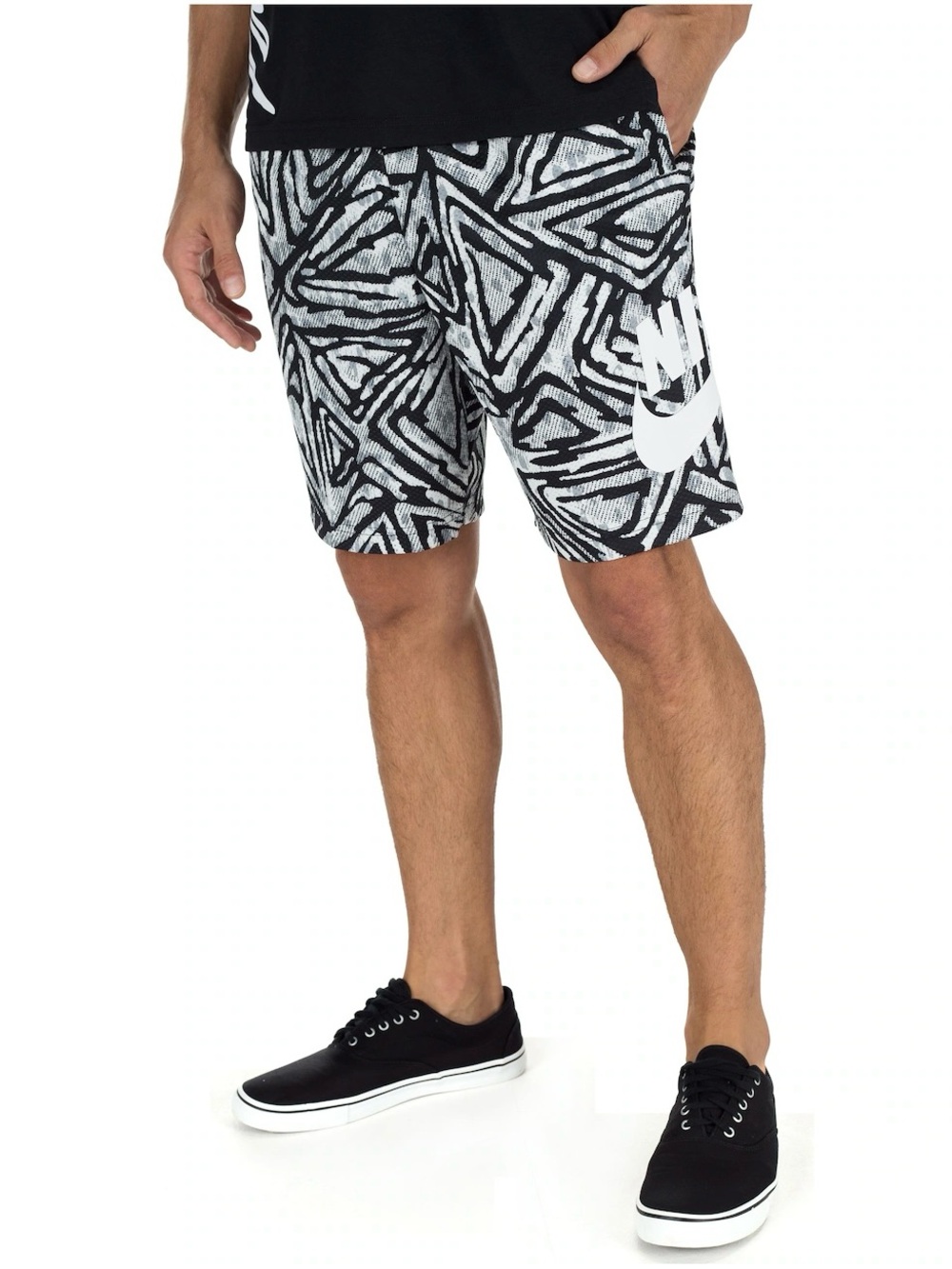 Nike Gym Shorts Mens Drawstring SB Seasonal Sunday Black White Print Activewear